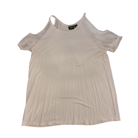 Daytrip By Buckle Womens Cold Shoulder Mesh White Top Size XLarge - Picture 1 of 7